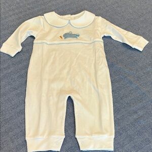 Little English White and Blue Playsuit with Embroidery